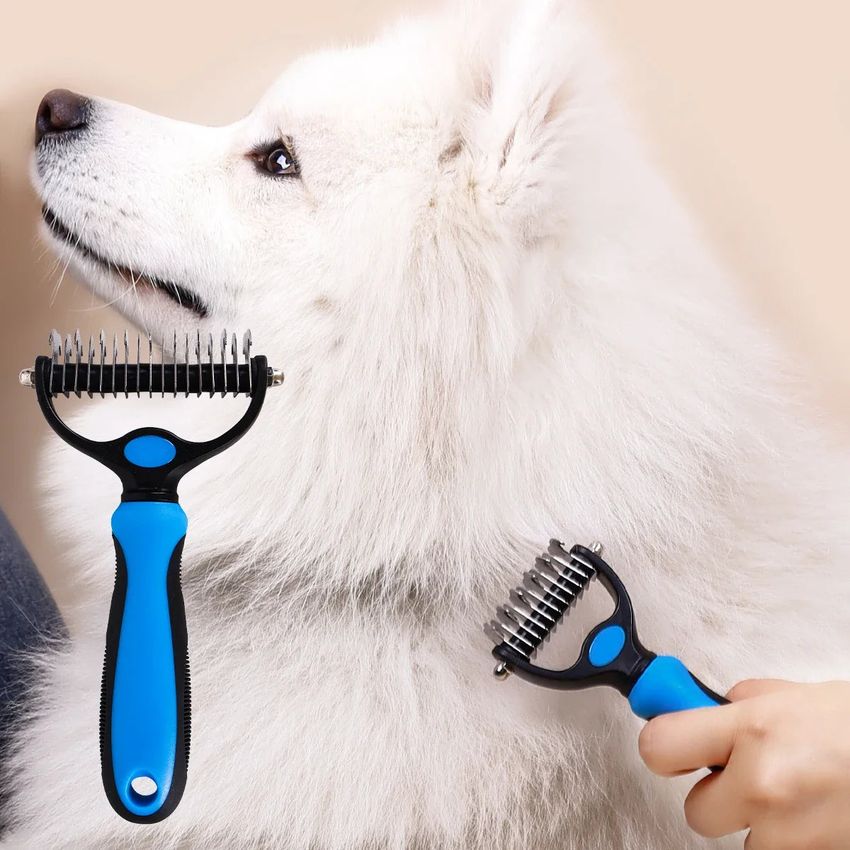 1pc Pet Grooming Brush Double Sided Shedding - MyPetDollar.com