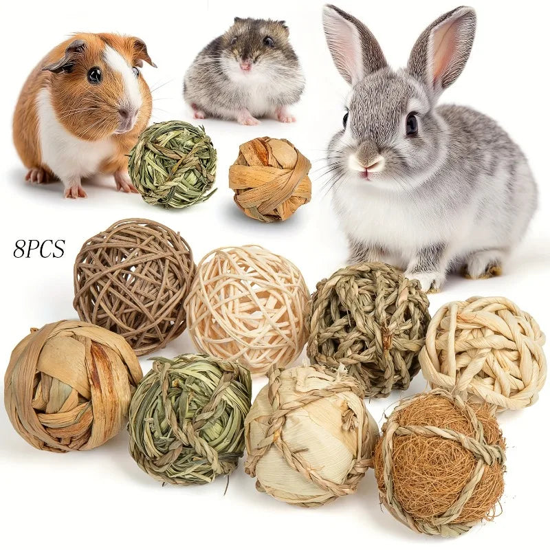 8pcs Bunny Grass Balls Rolling Toys for - MyPetDollar.com