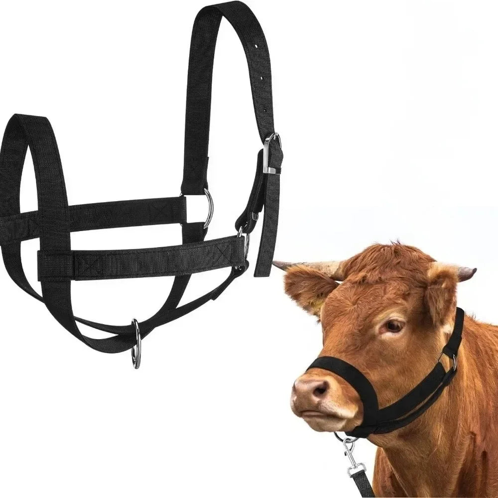 Durable Adjustable Cow Halter with Lead