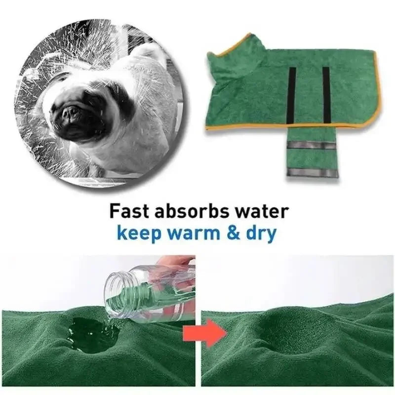 Fast Drying Dog Bathrobe, Microfiber - MyPetDollar.com