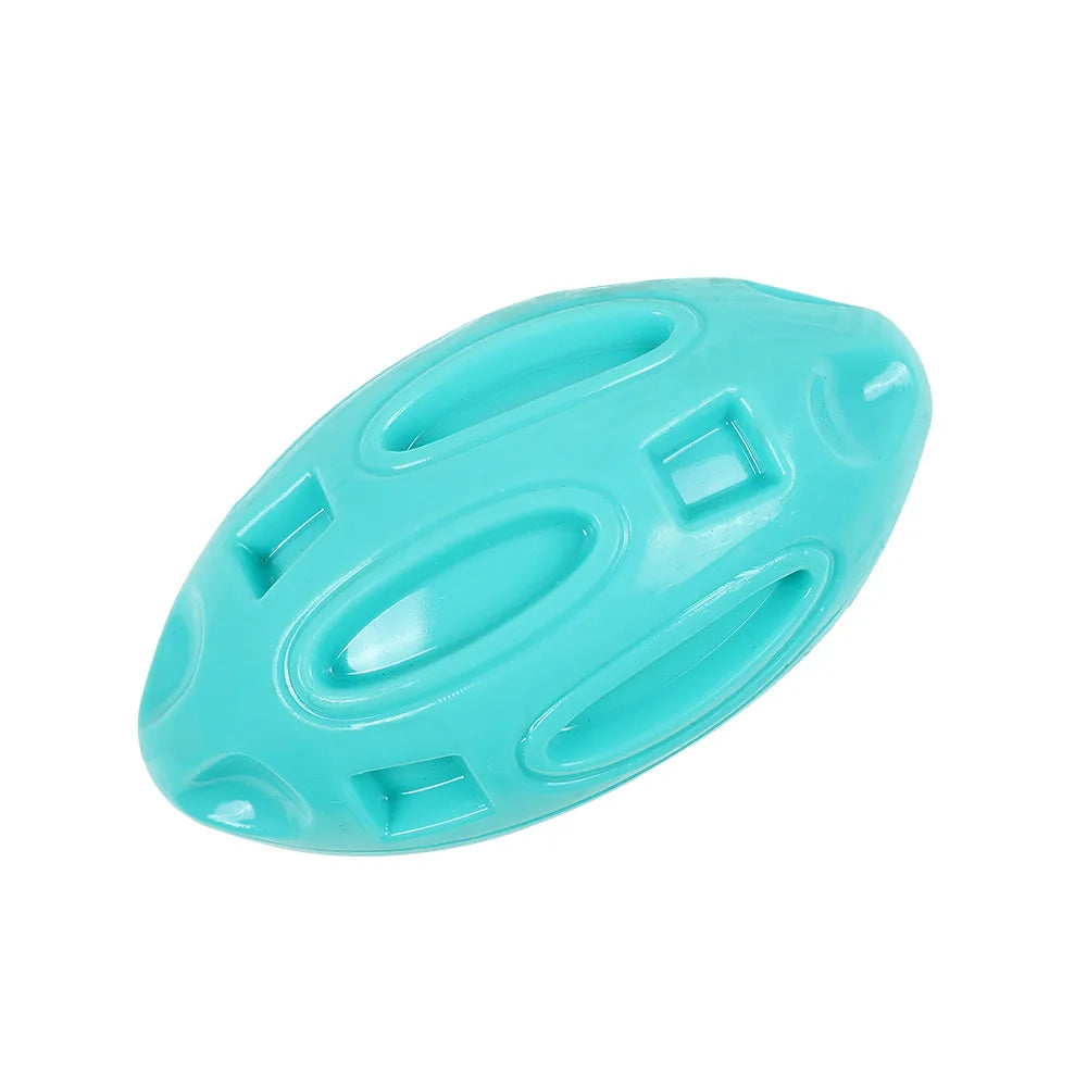 Rubber Dog Toy Ball Squeaky Rugby Teeth Cleaning Pet Grinding – 5 Colors