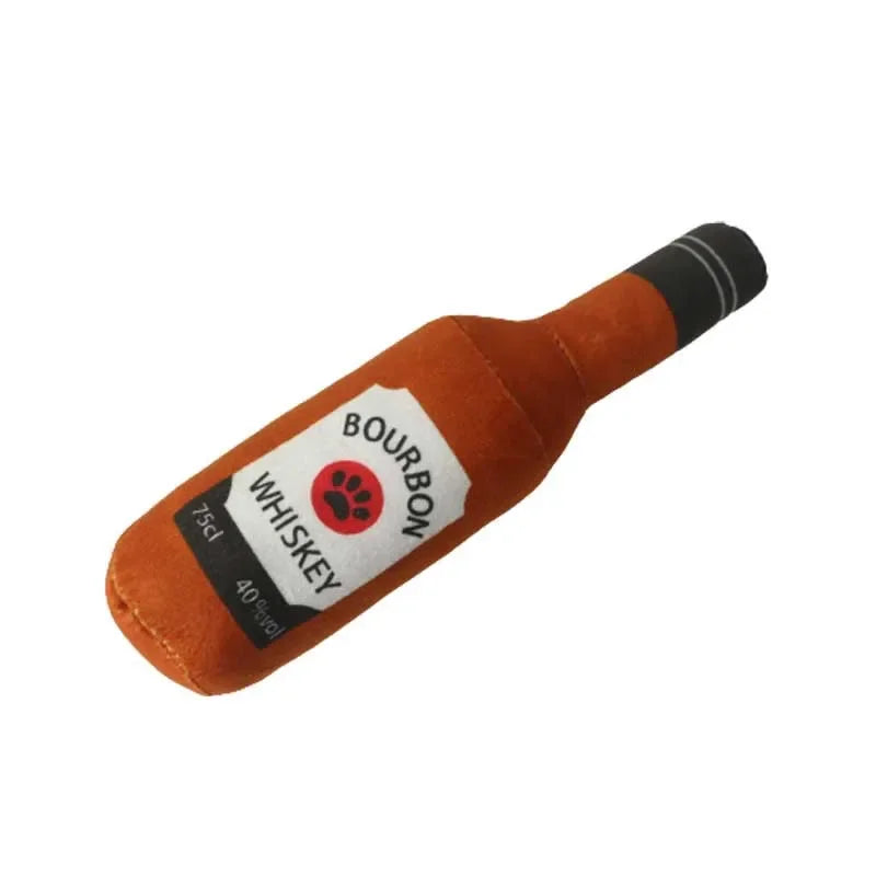 Funny Plush Dog Toys Beer Bottle Shaped - MyPetDollar.com
