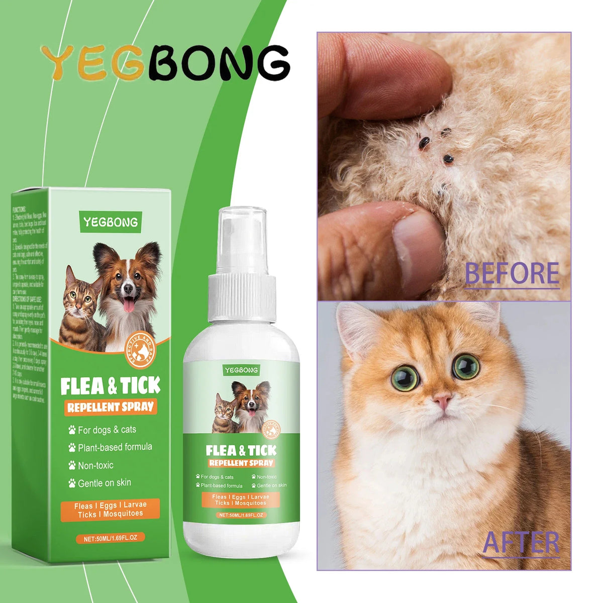 YEGBONG 50ml Pet Flea Mite Defense Spray - MyPetDollar.com