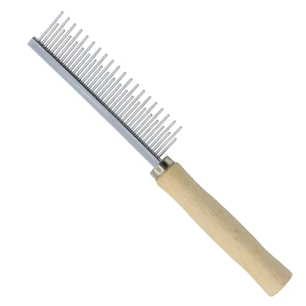 Portable Pet Wooden Handle Comb Cats & Dogs Stainless Steel Beauty