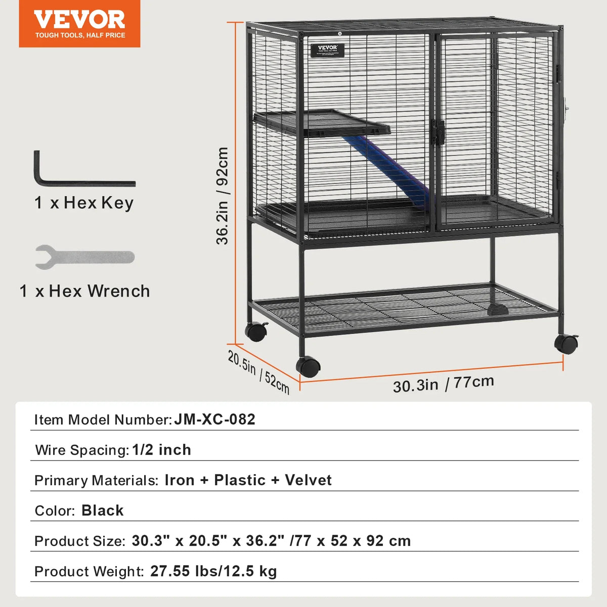SucceBuy 64.6" Rolling Metal Ferret Cage - MyPetDollar.com