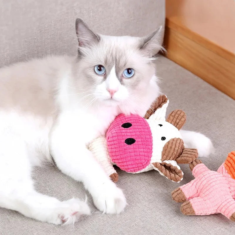 Cute Plush Toys Squeak Pet Cow Rabbit Animal - MyPetDollar.com