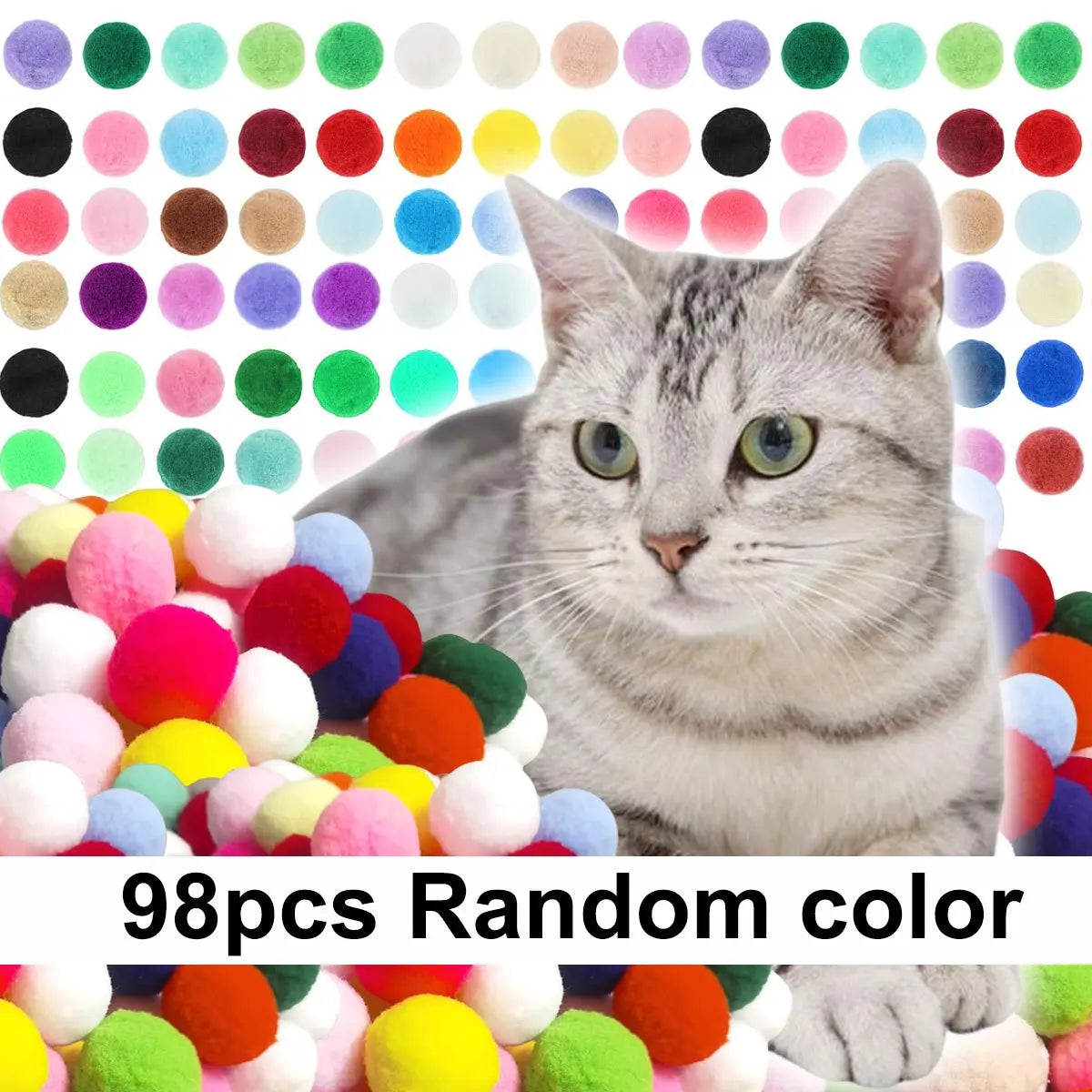 Durable 98 3cm Colorful Plush Cat Teaser Toy