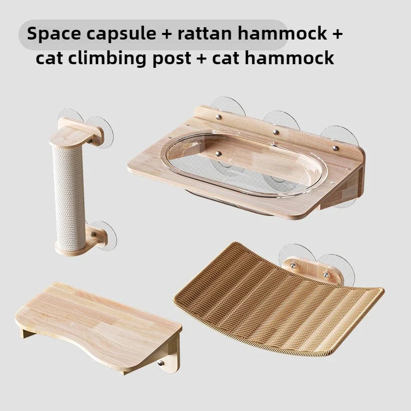 Solid Wood Cat Window Hammock Strong Suction - MyPetDollar.com