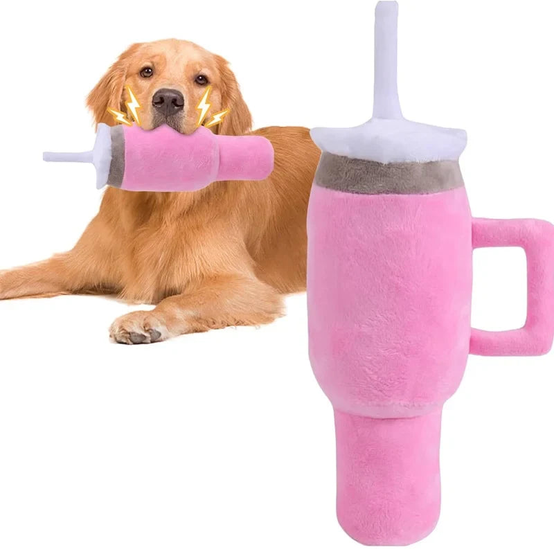 Safe Squeaky Dog Cup Toy Pink - Durable Chew - MyPetDollar.com