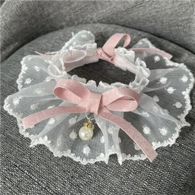 White Lace Bowknot Collar, Bowtie Bibs, Mesh - MyPetDollar.com