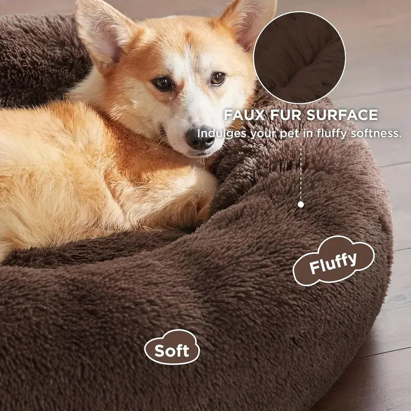 Round Dog Bed Winter Warm Cat Bed Plush - MyPetDollar.com