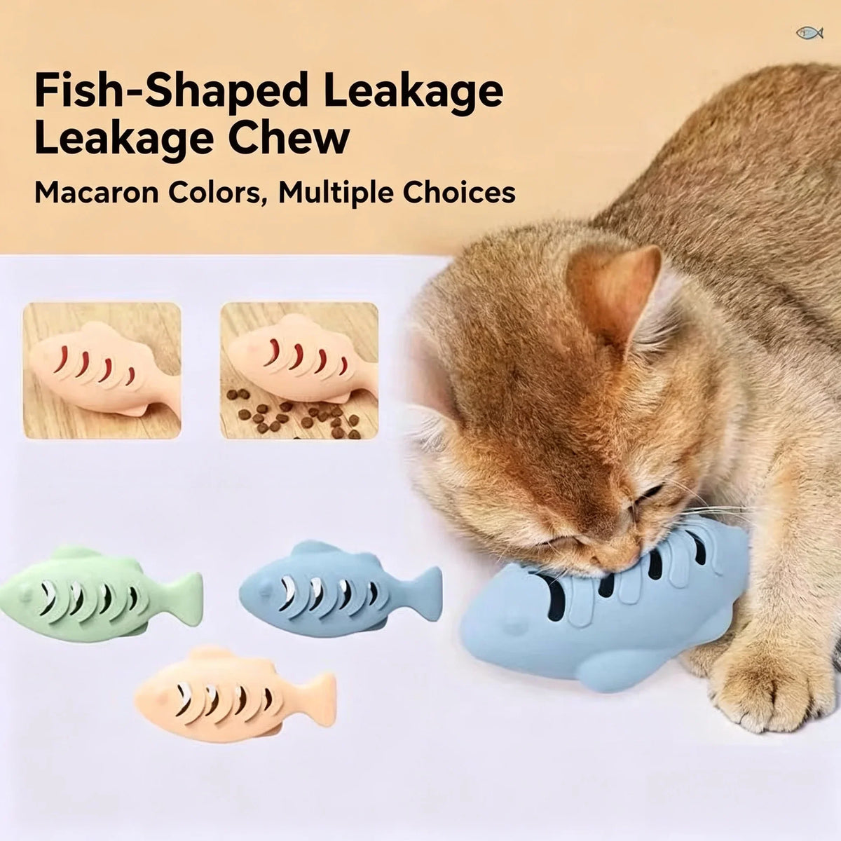 Silicone Leak‑Treat Fish Cat Toy Dental - MyPetDollar.com