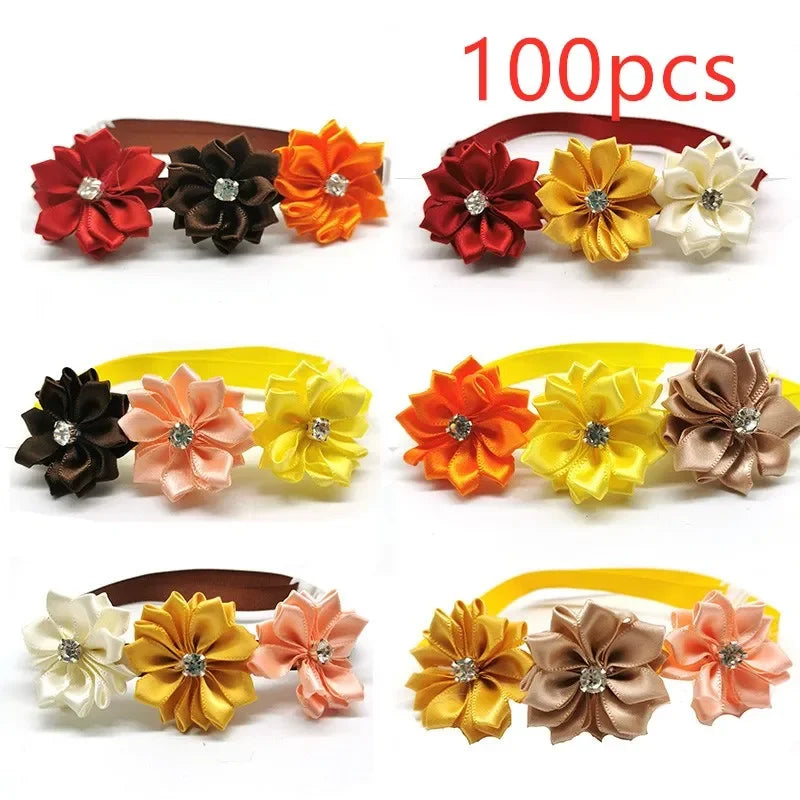 Thanksgiving Pet Flower Bow Tie Collars