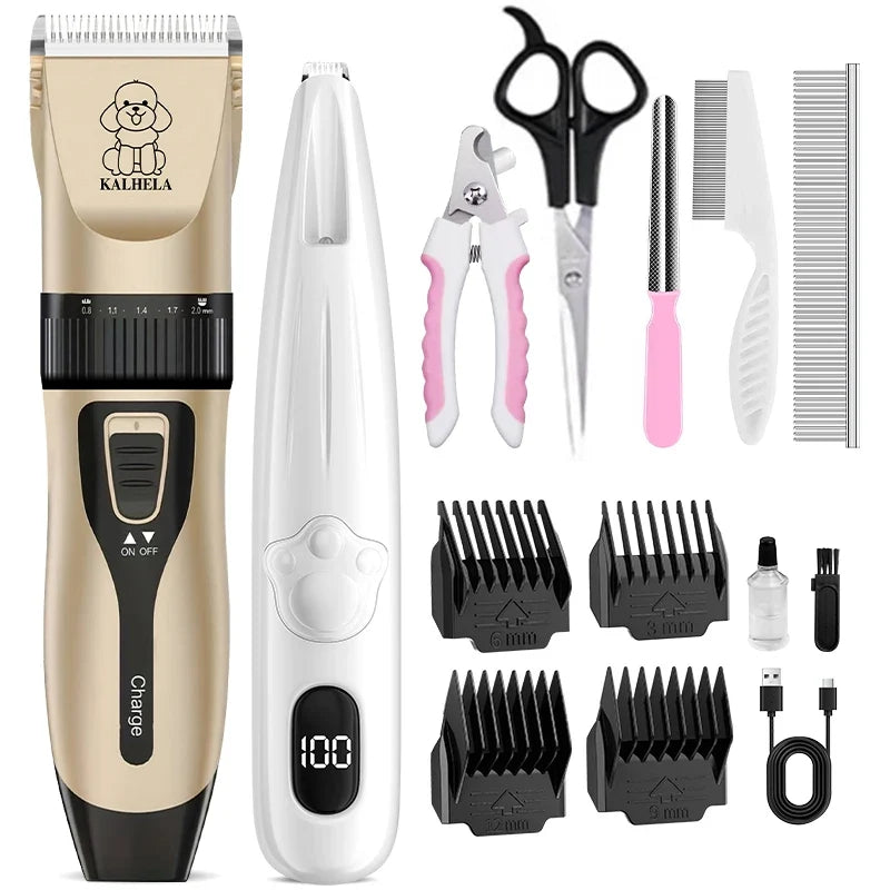Rechargeable Pet Electric Grooming Clipper Kit – 4 Colors
