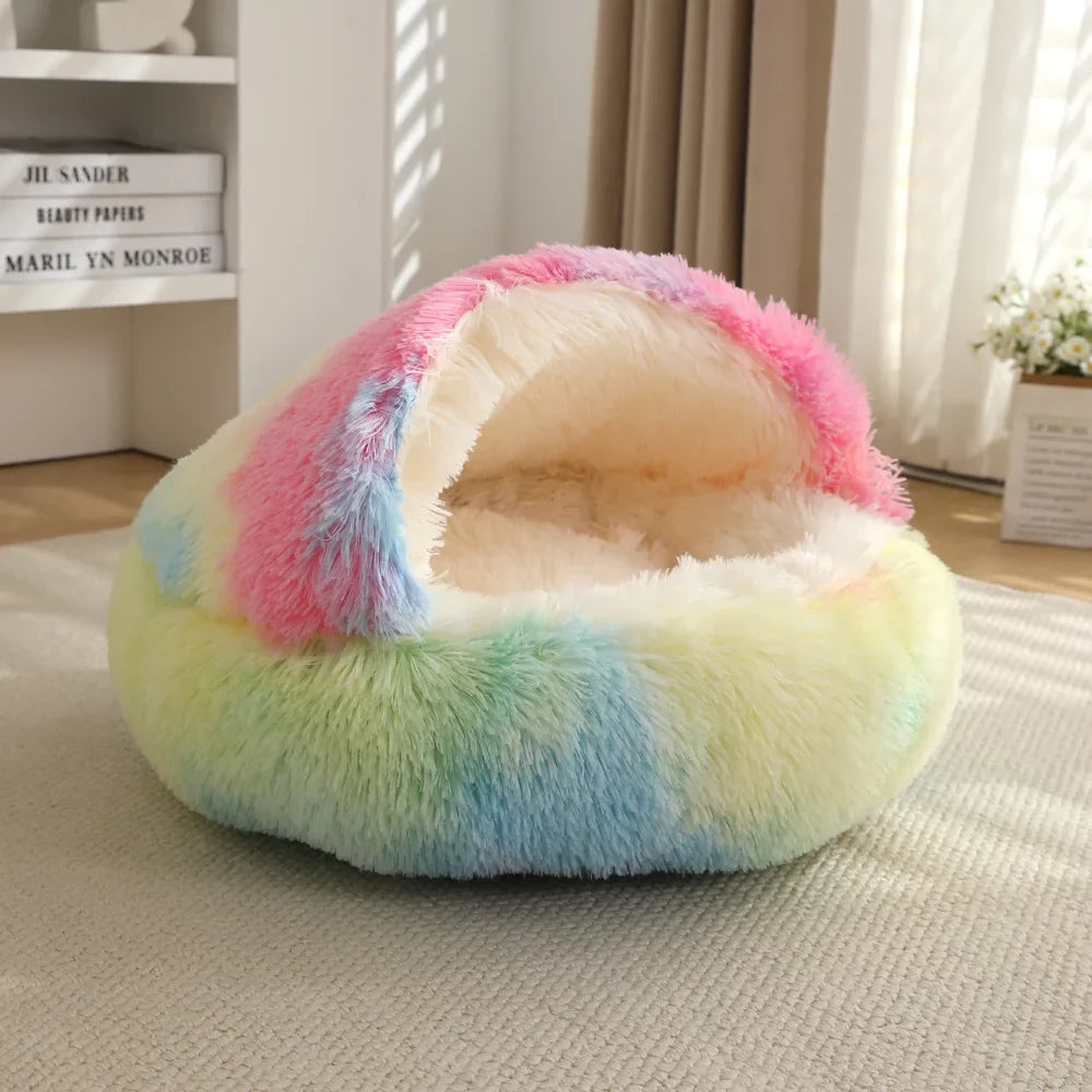 Winter Plush Cat Bed Round Pad – Cat Supplies