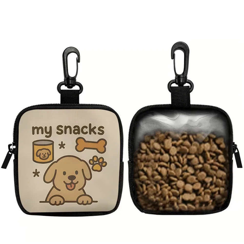 Portable Canvas Dog Treat Pouch PVC Semi Transparent Pet