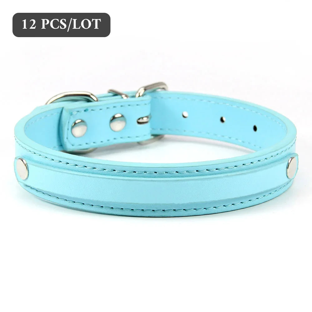 12 PCS Plain PU Leather DIY Name ID Dog - MyPetDollar.com
