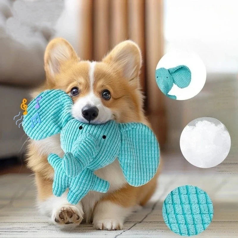 Cute Plush Elephant Squeak Dog Toys Chew Toy - MyPetDollar.com
