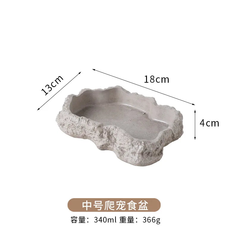 Natural Rock Reptile Water Dish & Food Bowl – 6 Colors
