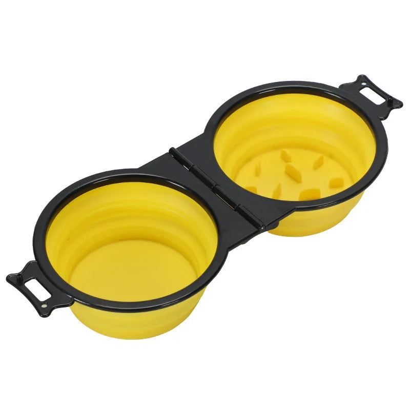 1-piece 2-in-1 Foldable Dual Bowl – 9 Colors