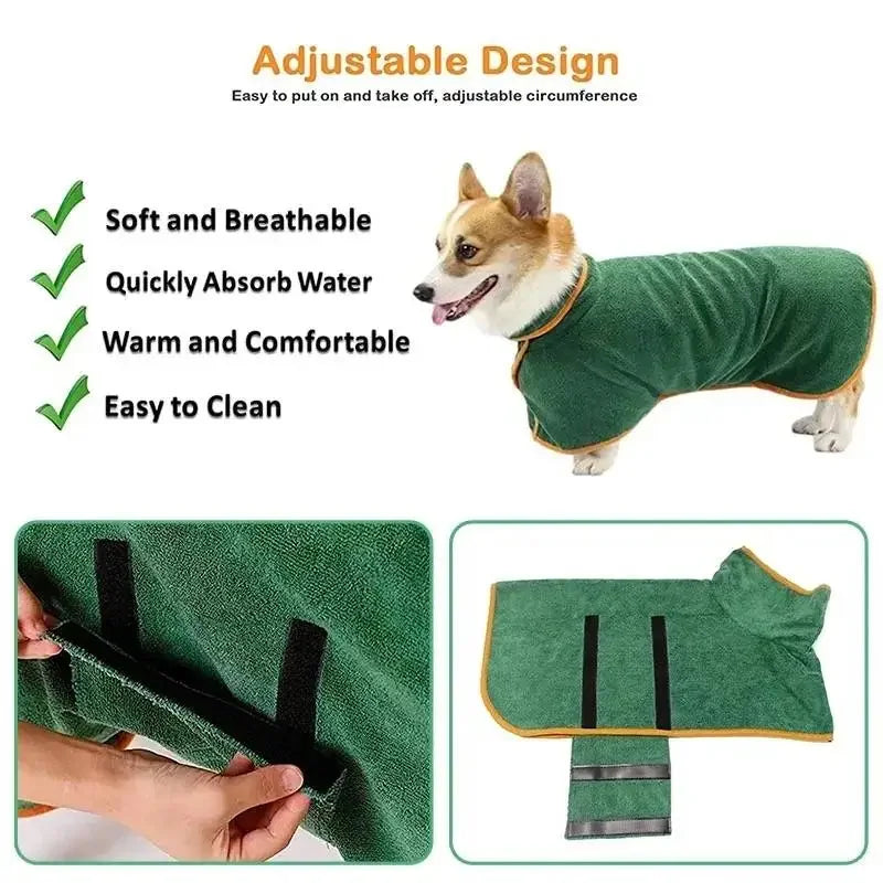 Fast Drying Dog Bathrobe, Microfiber - MyPetDollar.com