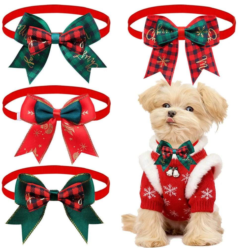 10PCS Christmas Plaid Adjustable Dog Collars - MyPetDollar.com