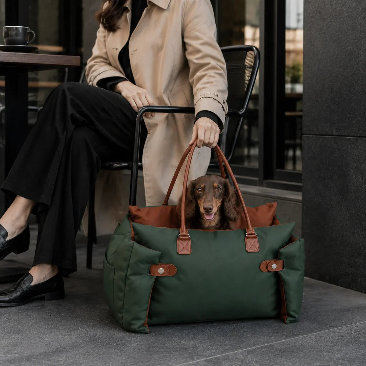Luxury Solid Faux Leather Pet Car Seat - MyPetDollar.com