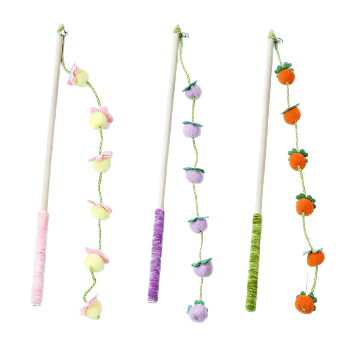 Cat Wand Toys 15.7 Inch Wooden Fruit-Shaped - MyPetDollar.com