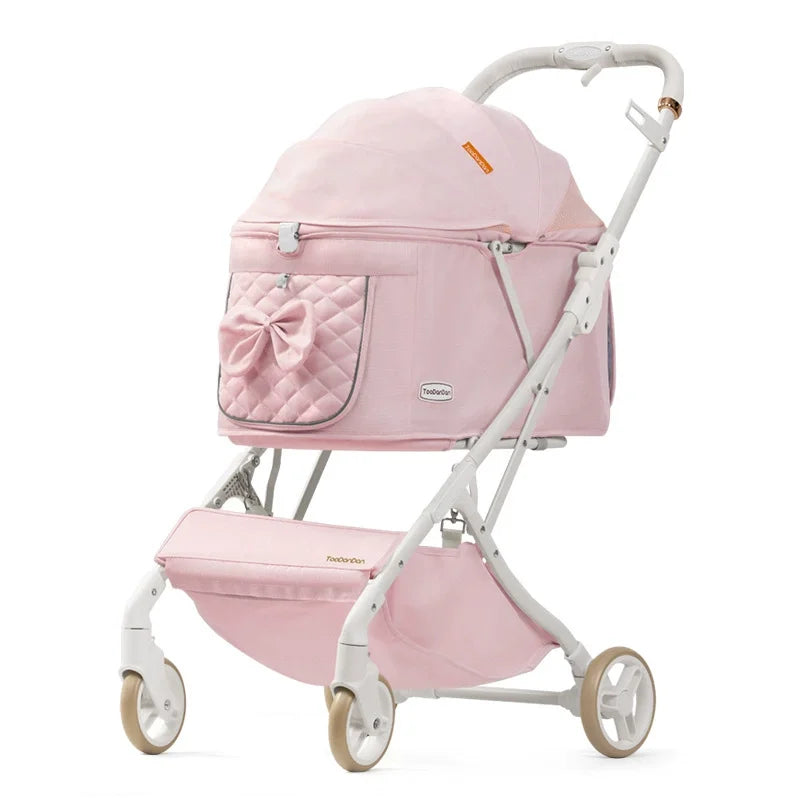 Lightweight Outdoor Pet Stroller Pram One Click Folding Dog, Breathable
