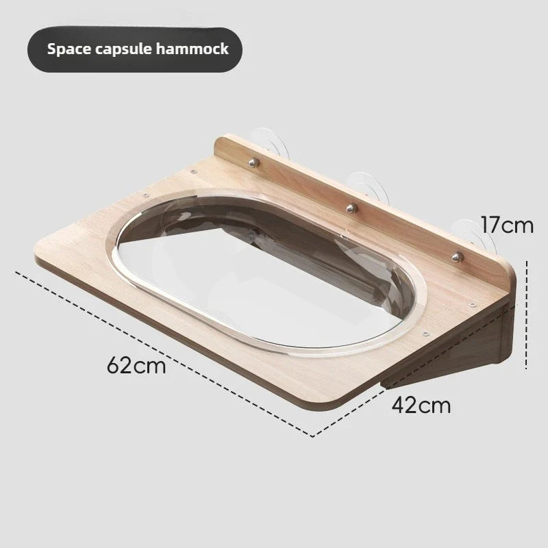 Breathable Solid Wood Cat Window Hammock Strong Suction Cup, Durable