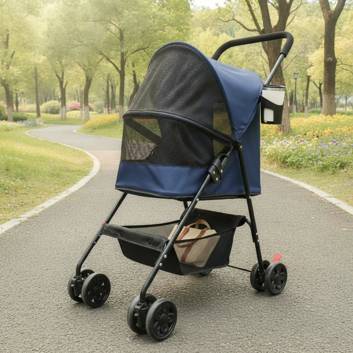 Pet Stroller with Cup Holder Collapsible Pet - MyPetDollar.com