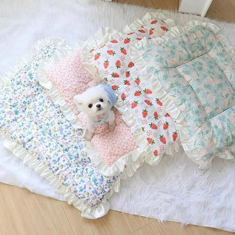 S~XL Pet Soft Mattress Lace Ice Cushion - MyPetDollar.com
