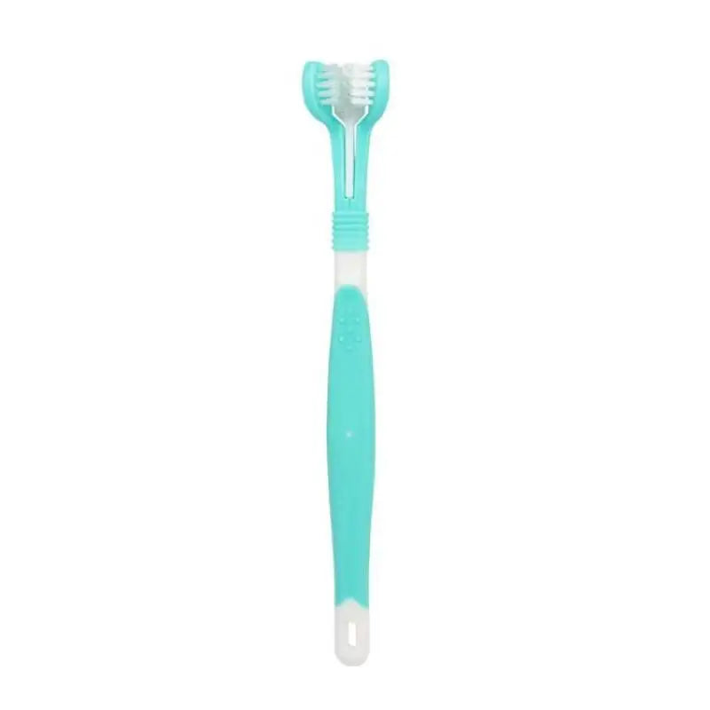 Non Slip Handle 3 Sided Pet Toothbrush with Soft Bristles – 5 Colors