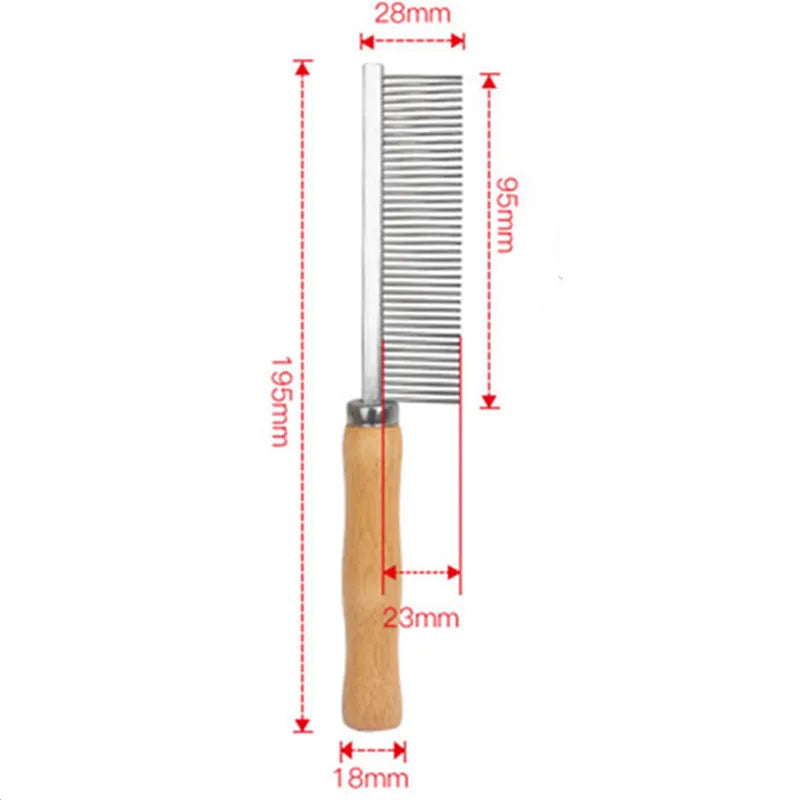 Wood Cat Comb Stainless Steel Grooming Brush – 3 Colors