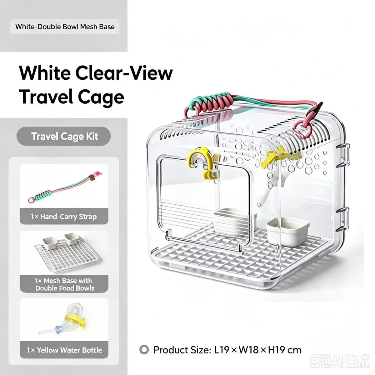 Bird Carrier Portable Clear Enclosure for Travel Outdoor Use
