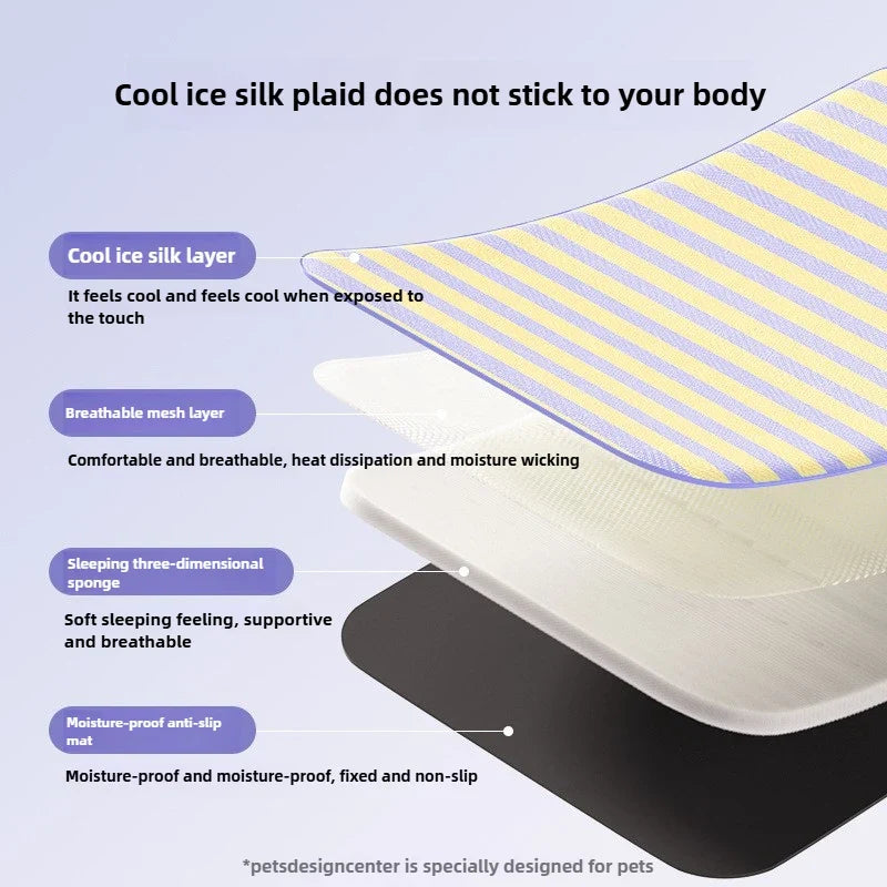 Summer Dog Cartoon Striped Ice Silk Cooling - MyPetDollar.com