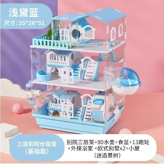 2 3 Layer Acrylic Pet Hamster Enclosure – 6 Colors