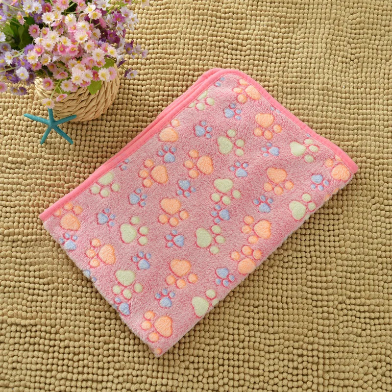 Flannel Pet Blanket Cute Dog Paw Print - MyPetDollar.com