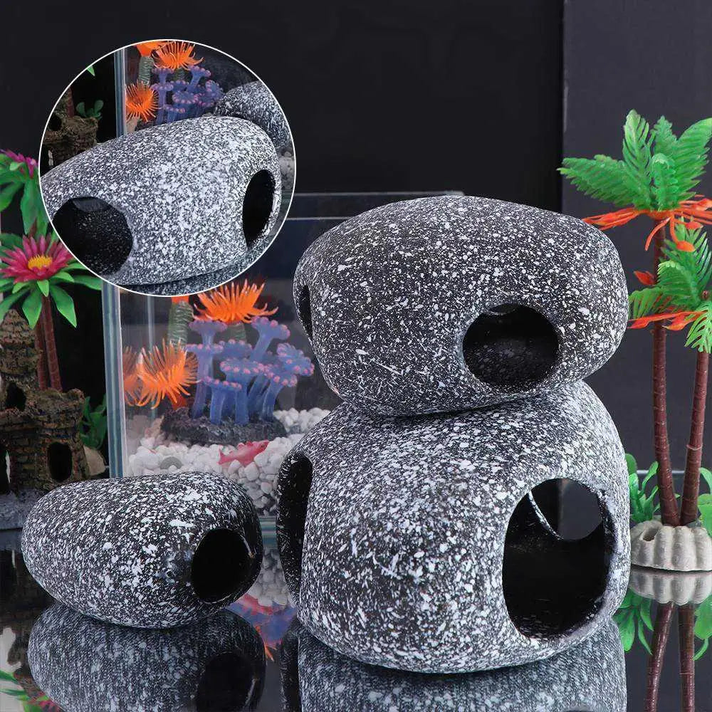 Ceramic Cichlid Stone Cave Eco-friendly - MyPetDollar.com