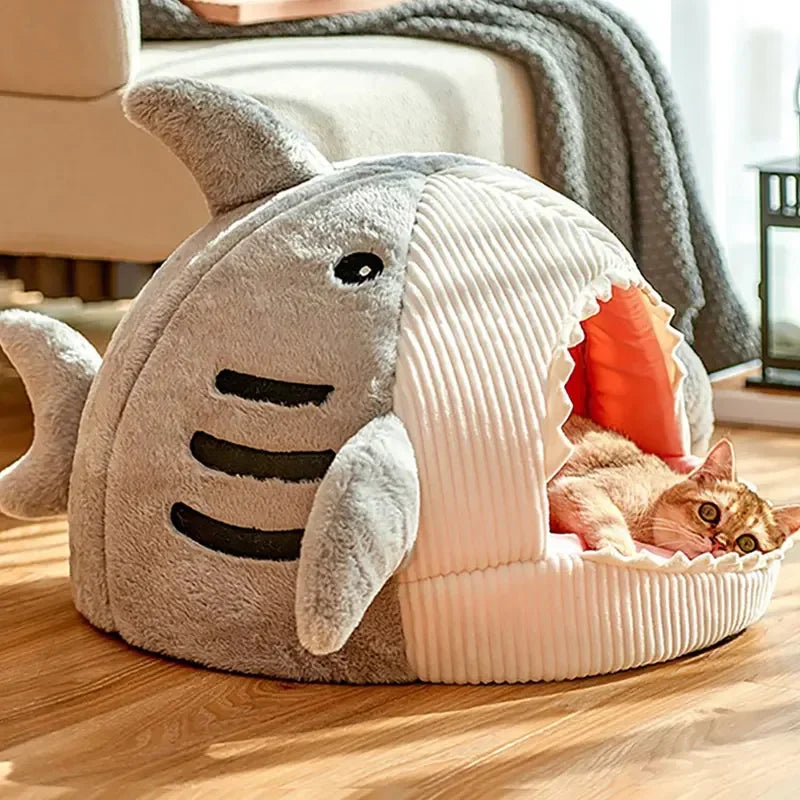 Warm Cat Beds Cartoon Shark Pet Cave – Multiple Sizes & Colors