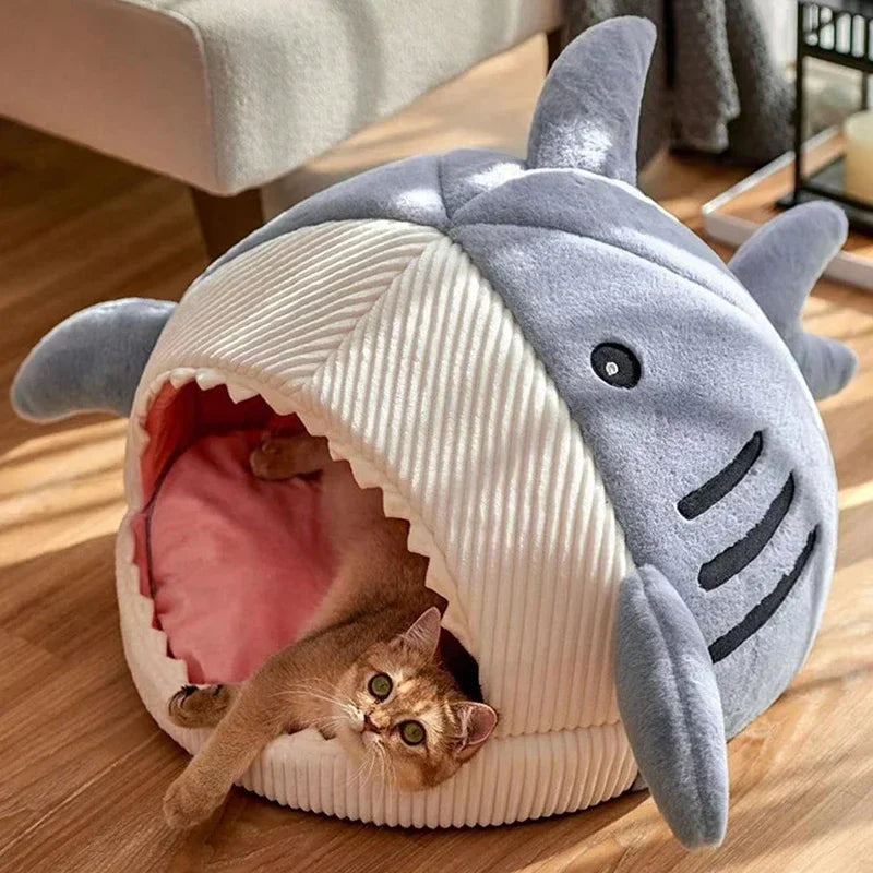 Warm Cat Beds Cartoon Shark Pet Cave Beds - MyPetDollar.com