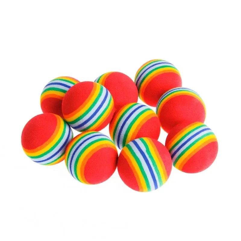 5 Rainbow Cat Toys Ball Interactive Dog Play Chewing