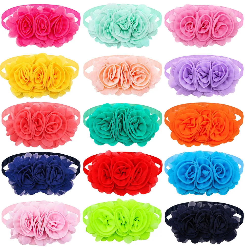 Big Flower Dog Bowties Fashion Chiffon Large - MyPetDollar.com