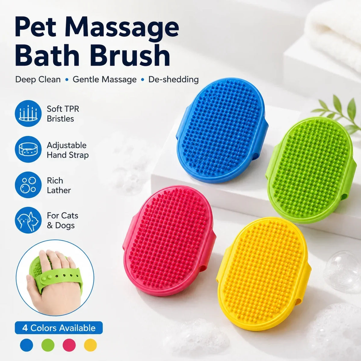 Pet Massage Brush TPR Itch Relief Cleaning - MyPetDollar.com