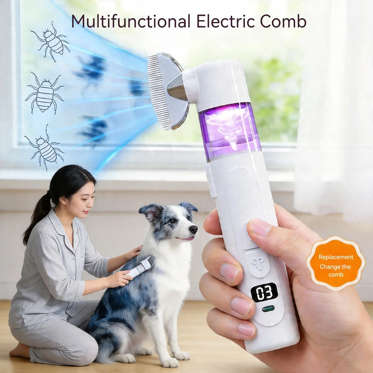 NEW 2-in-1 Electric Flea Lice Comb for Cats - MyPetDollar.com