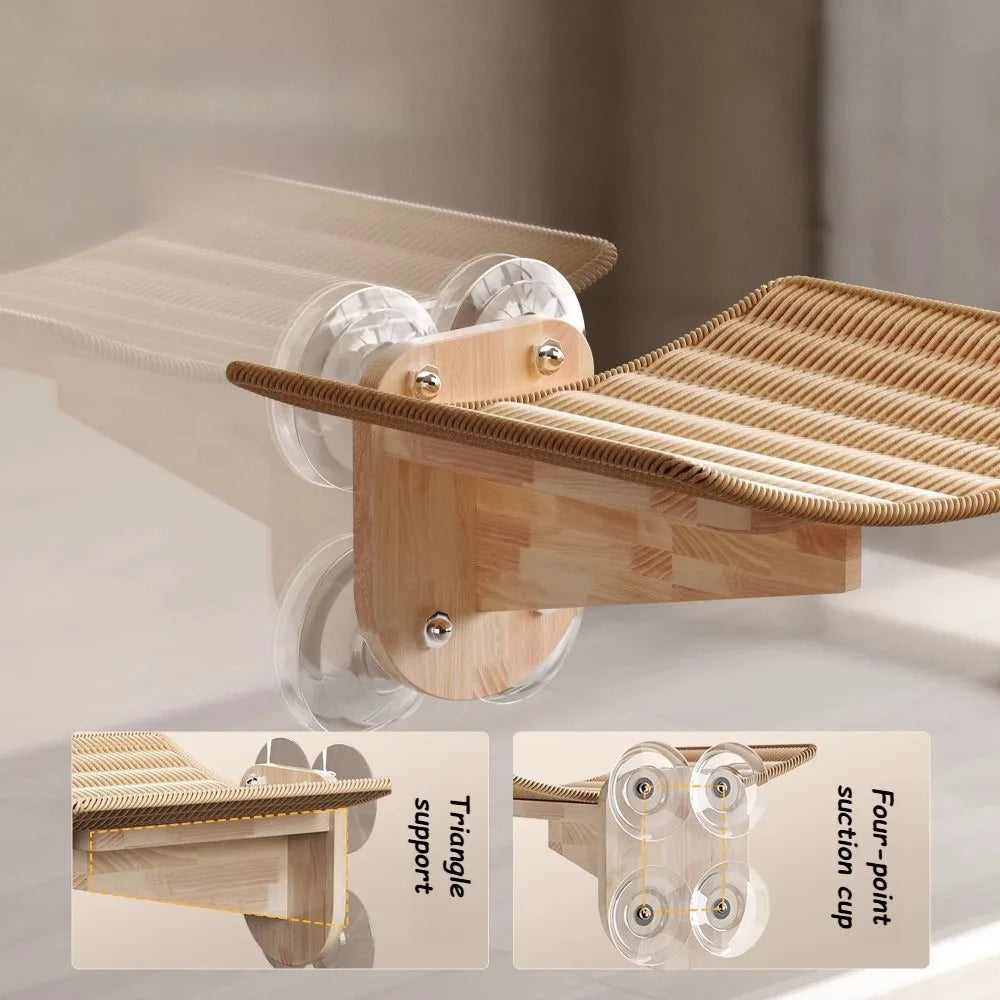 Solid Wood Cat Window Hammock Strong Suction - MyPetDollar.com