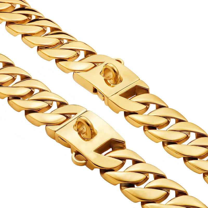 Large Dog Collar 32mm Metal Pet Choker Gold - MyPetDollar.com