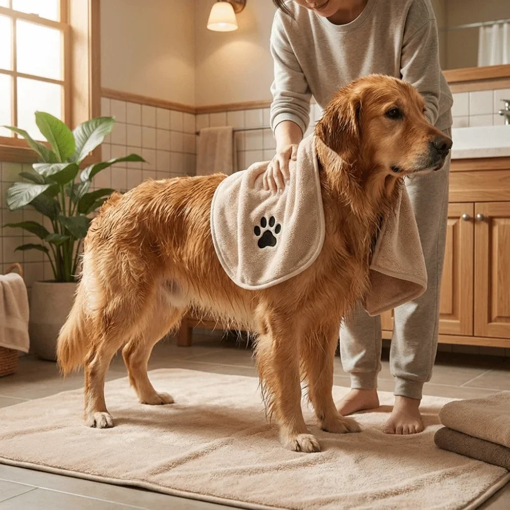 Cute Paw Print Super Absorbent Dog Bath - MyPetDollar.com