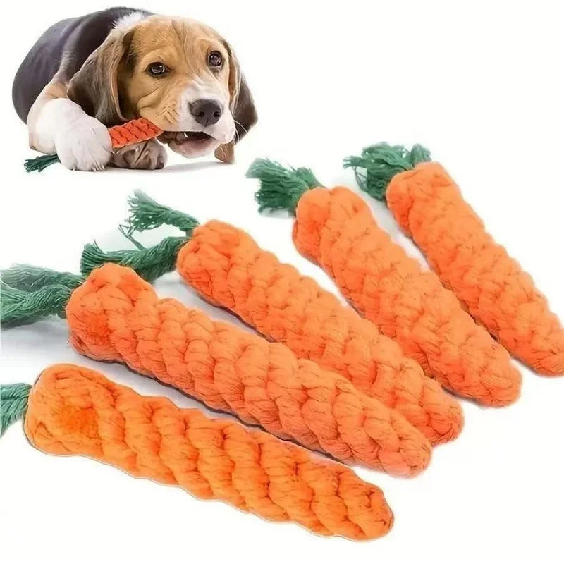 Dog Chew Toy Carrot Knot Toy Cotton Rope - MyPetDollar.com