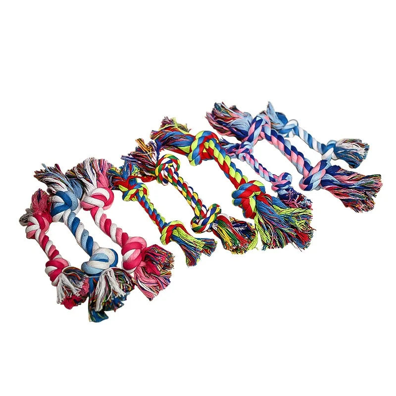 Random Color Cotton Rope Pet Plaything Double Knot Bite Resistant